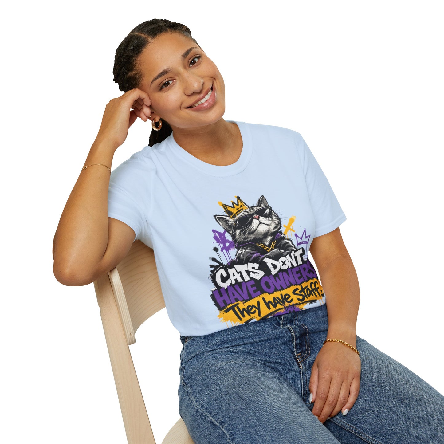 Cat Graphic Tee — "Cats Don't Have Owners They Have Staff"