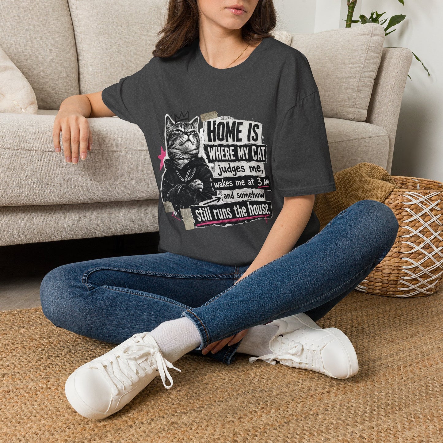 Cat T-Shirt — "Home Is Where My Cat Judges Me" Funny Graphic Tee