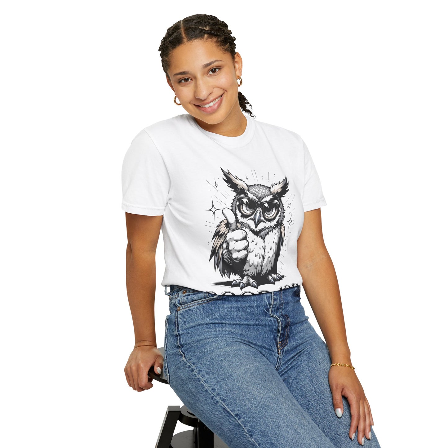 Good Job Owl T-Shirt — Thumbs-Up Retro Owl Graphic Tee