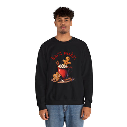 Crewneck Sweatshirt — "Warm Wishes" Hot Cocoa & Gingerbread Holiday Design