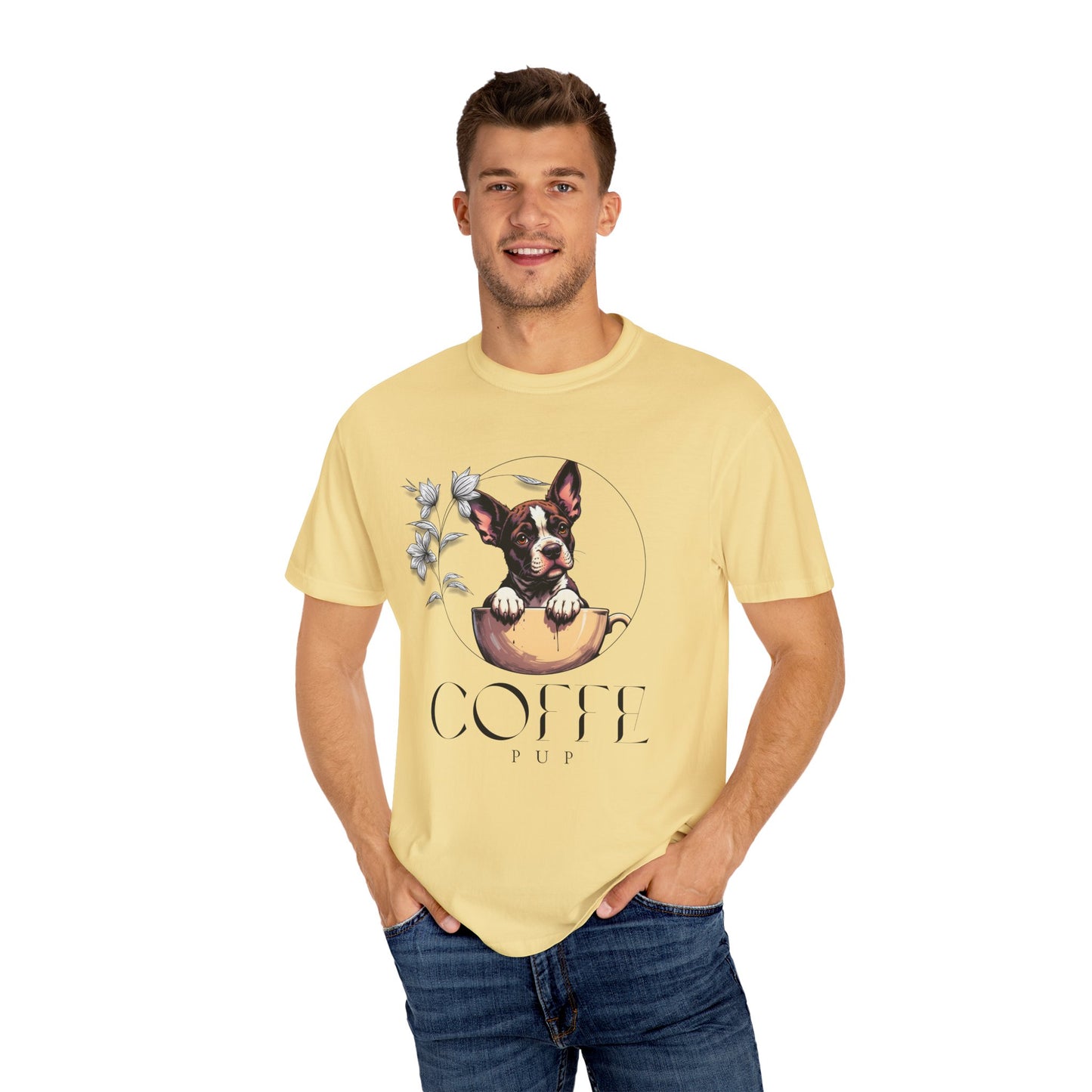 Coffee Pup Unisex Garment-Dyed T-shirt