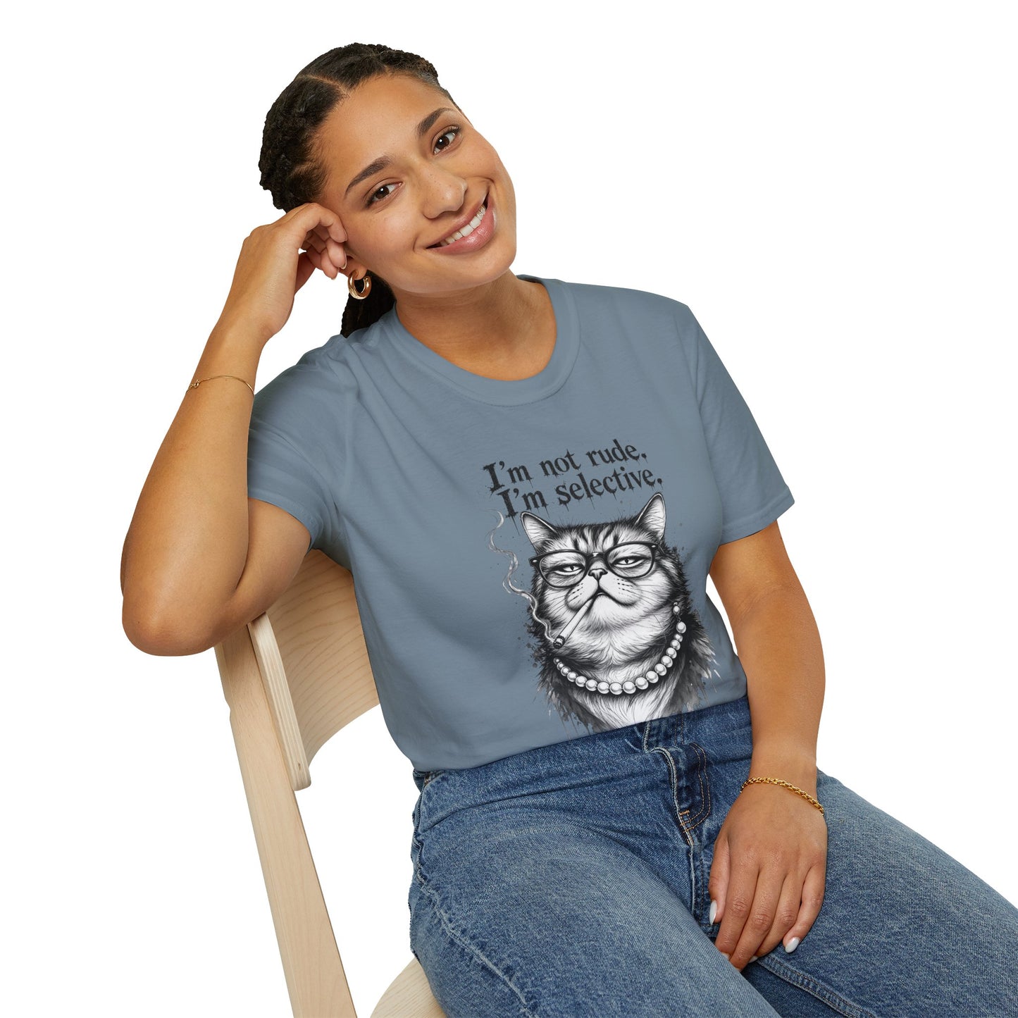 Cat Graphic T‑Shirt — "I'm Not Rude, I'm Selective" Funny Cat Tee