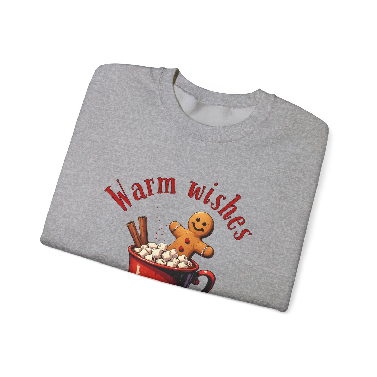 Crewneck Sweatshirt — "Warm Wishes" Hot Cocoa & Gingerbread Holiday Design