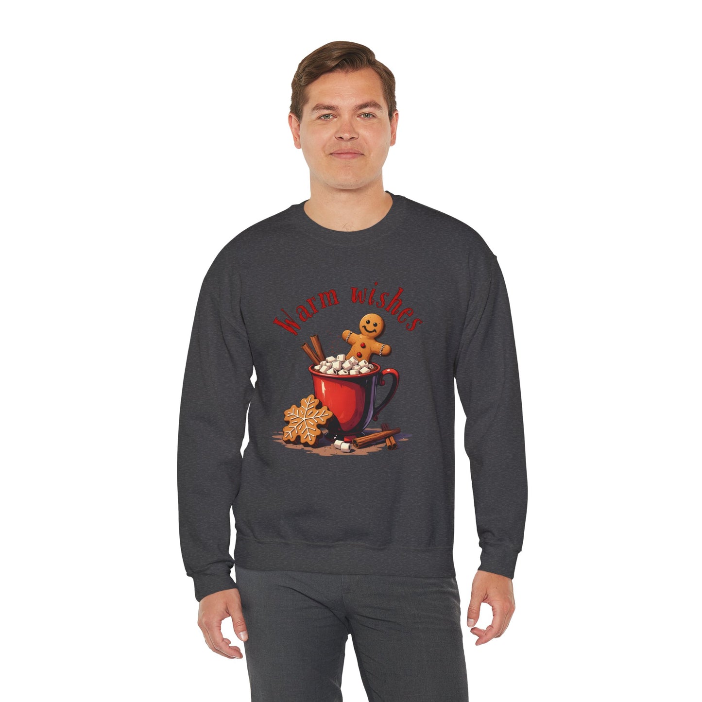 Crewneck Sweatshirt — "Warm Wishes" Hot Cocoa & Gingerbread Holiday Design