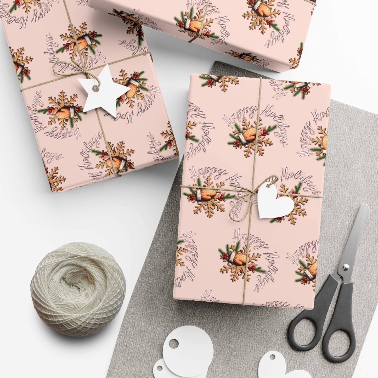 Gift Wrap Paper — Pink Vintage Floral Wreath Pattern (Holiday & Birthday Wrapping)