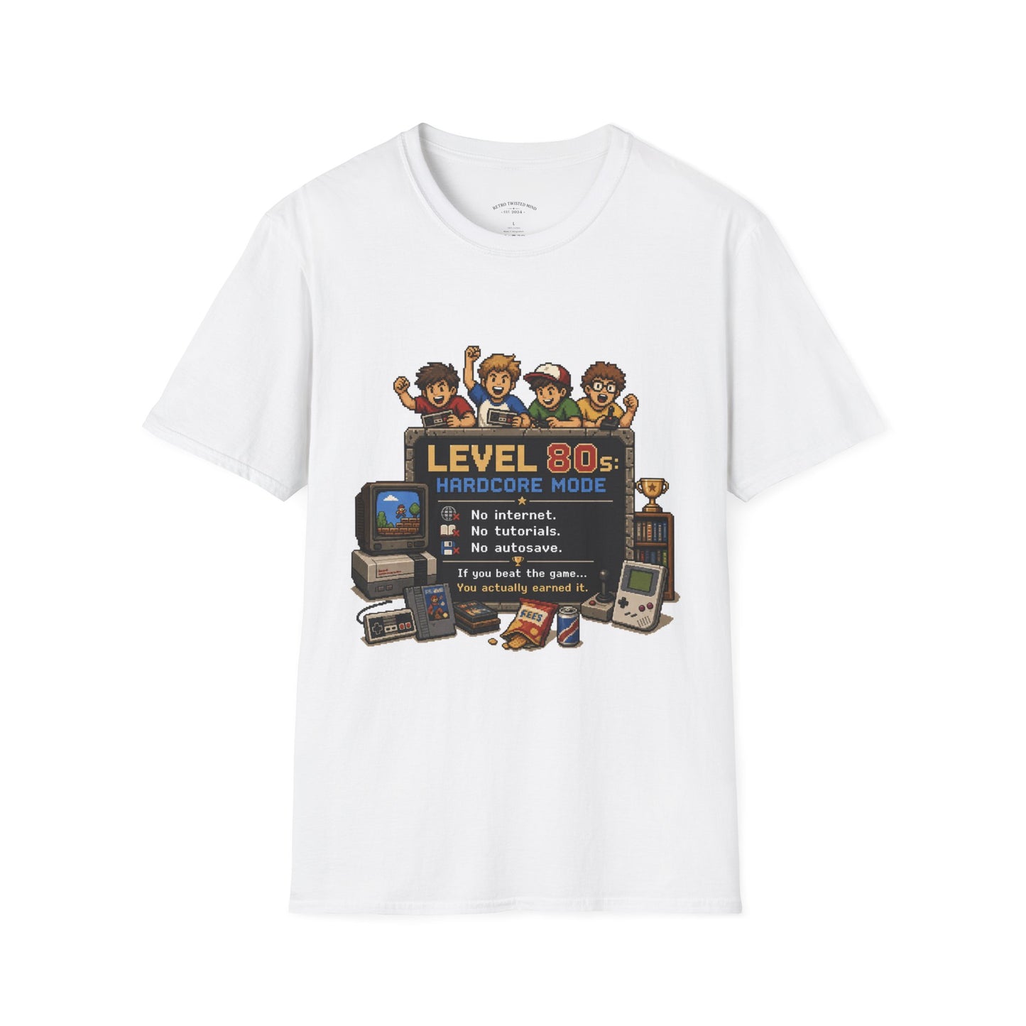 80s Level Up T-Shirt — 'Level 80s: Hardcore Mode' Retro Gaming Tee