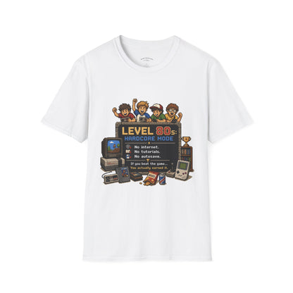 80s Level Up T-Shirt — 'Level 80s: Hardcore Mode' Retro Gaming Tee