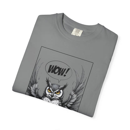Owl Graphic T-Shirt — 'WOW!' Illustrated Night Owl Tee