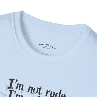 Cat Graphic T‑Shirt — "I'm Not Rude, I'm Selective" Funny Cat Tee