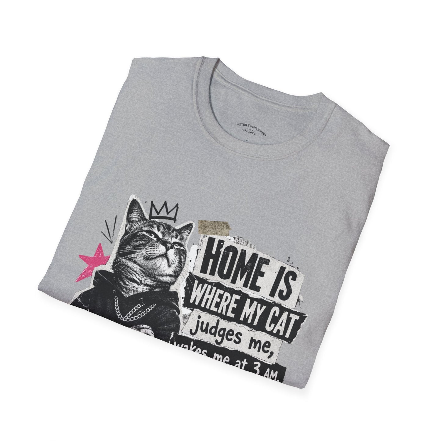 Cat T-Shirt — "Home Is Where My Cat Judges Me" Funny Graphic Tee