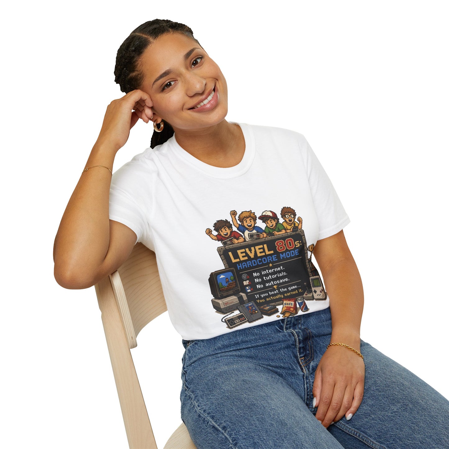 80s Level Up T-Shirt — 'Level 80s: Hardcore Mode' Retro Gaming Tee