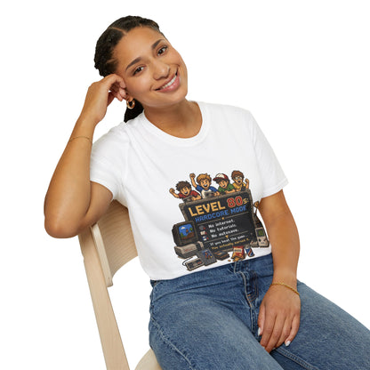 80s Level Up T-Shirt — 'Level 80s: Hardcore Mode' Retro Gaming Tee