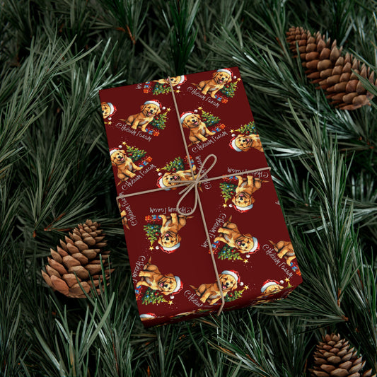 Christmas Puppy Gift Wrap Paper – Festive Labrador Holiday Wrapping Sheets