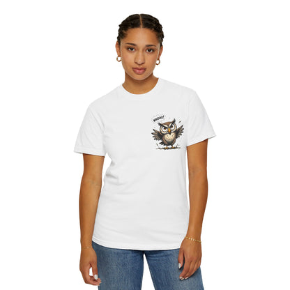 Witty Owl Graphic Tee — "Whooo?" Cute Cartoon Owl T-Shirt