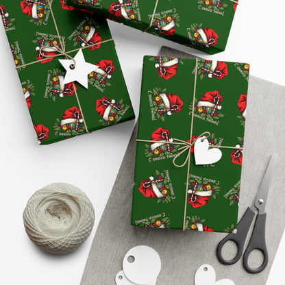 Christmas Santa Gift Wrap Paper — Festive Green Holiday Wrapping Sheets