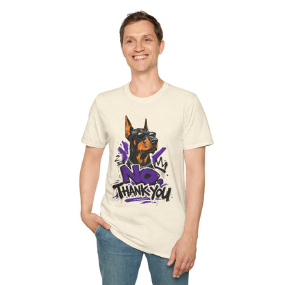 Doberman Graphic Tee — 'No, Thank You' Street Art T-Shirt