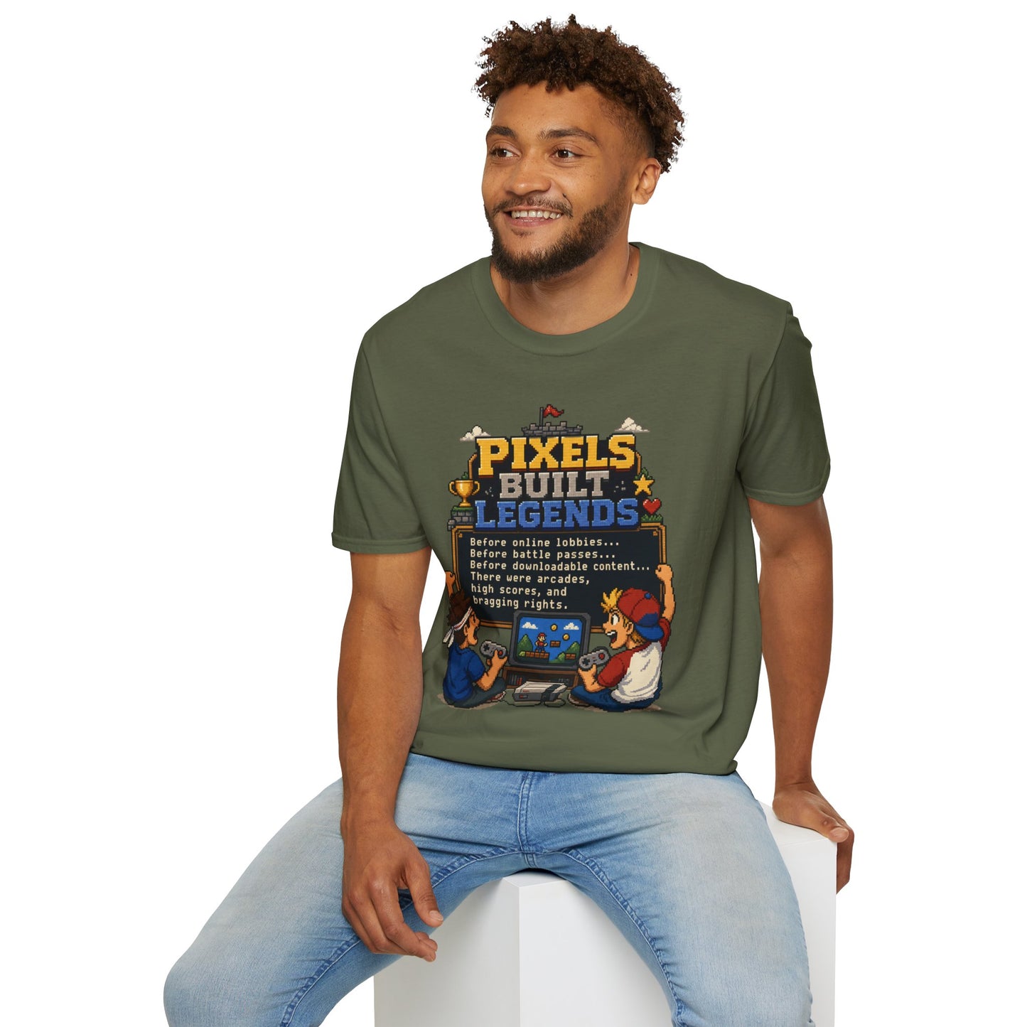 Pixels Built Legends T‑Shirt — Retro Gaming Nostalgia Tee