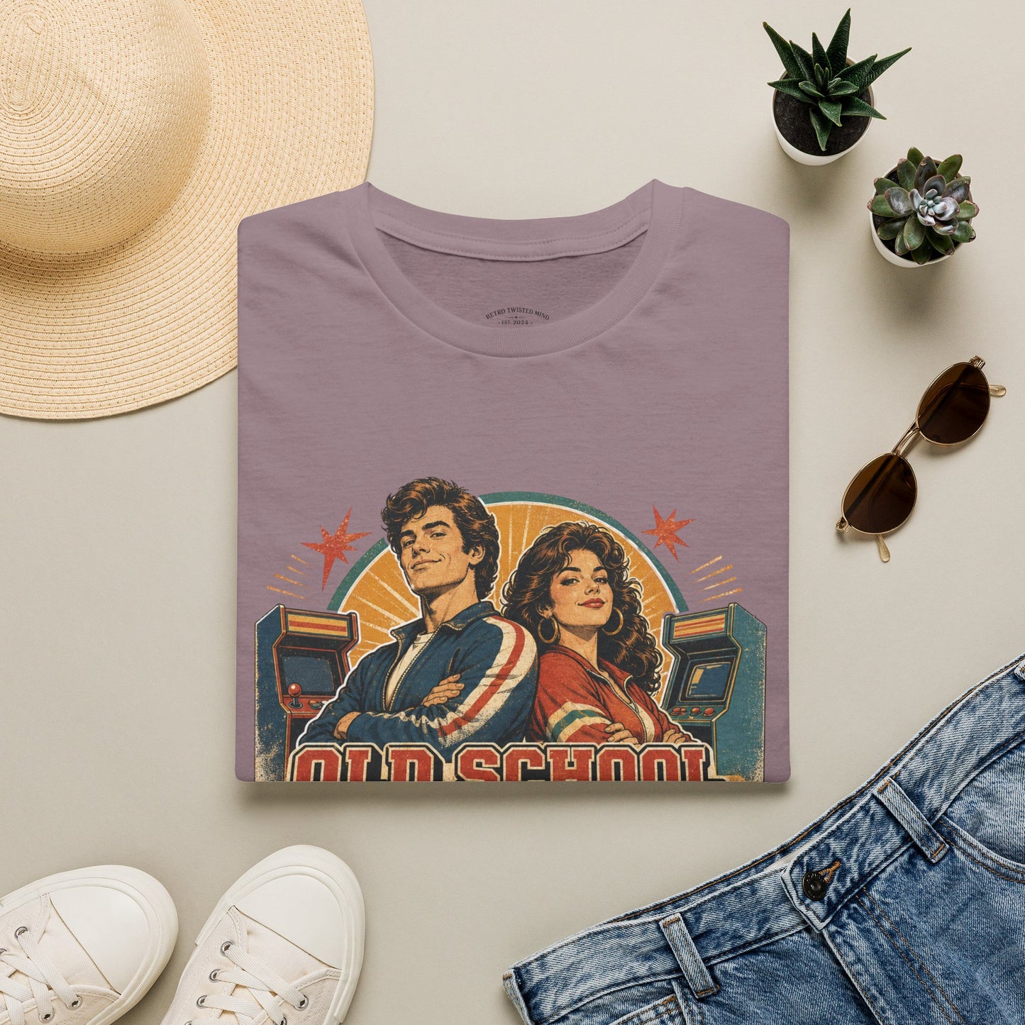 T-Shirt — Retro 'Old School' Arcade Couple Vintage Gamer Tee
