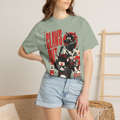 Claws Out Cat Graphic T-Shirt — Retro Ninja Kitties Tee