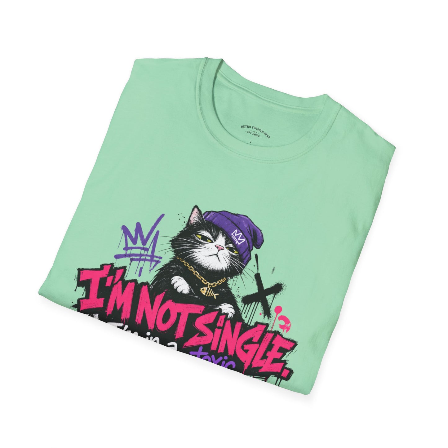 T‑Shirt — “I’m Not Single: I’m in a Toxic Relationship with a Cat” Graphic Tee