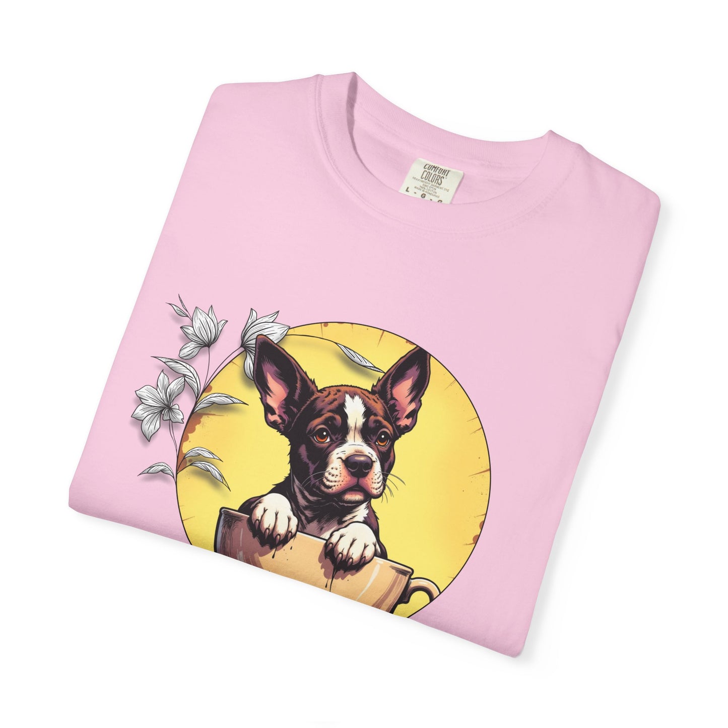 Coffee Pup Unisex Garment-Dyed T-shirt - Cute Dog Lovers Tee