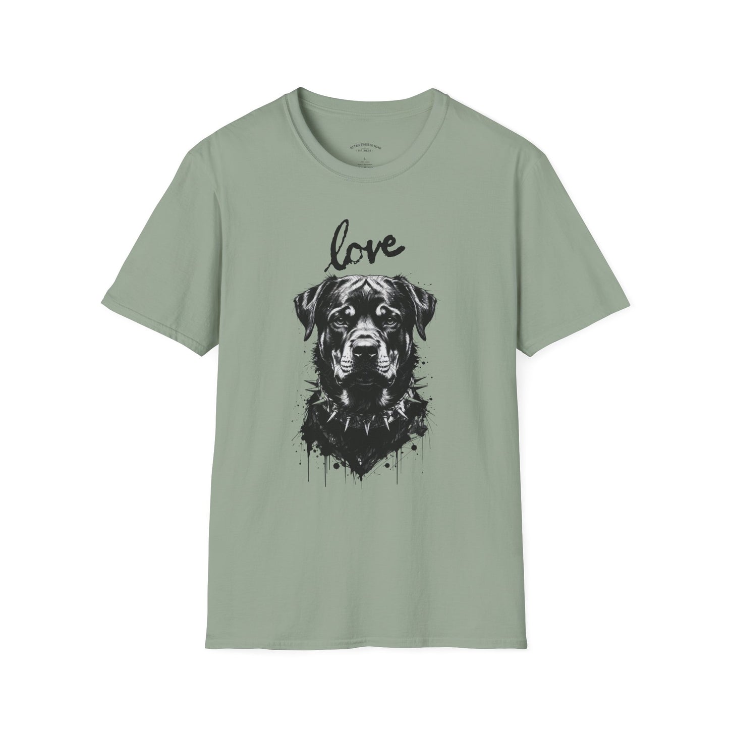 Love Rottweiler T-Shirt — Vintage Black Dog Portrait Tee for Dog Lovers
