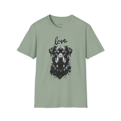 Love Rottweiler T-Shirt — Vintage Black Dog Portrait Tee for Dog Lovers