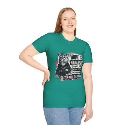 Cat T-Shirt — "Home Is Where My Cat Judges Me" Funny Graphic Tee