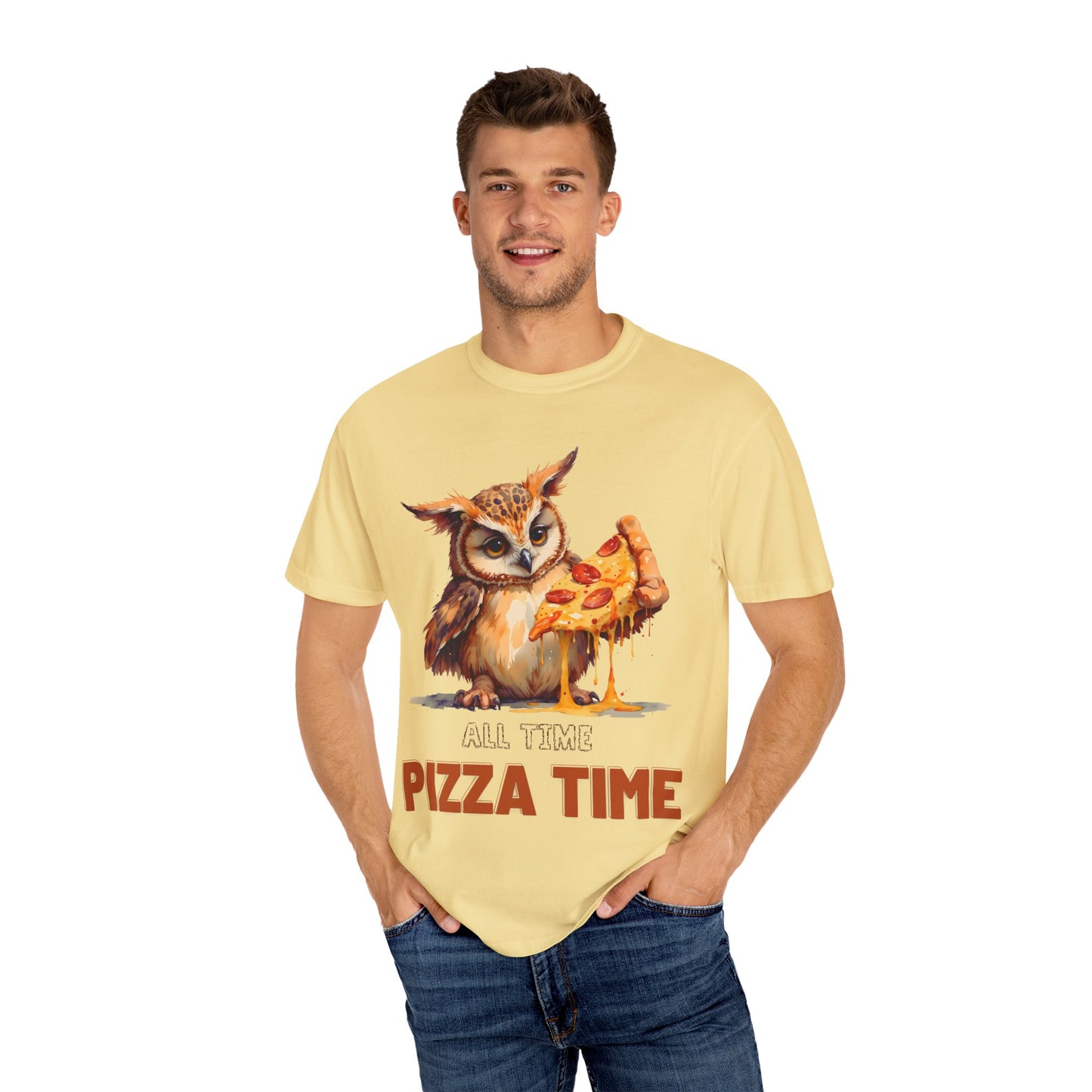 Pizza Time Owl T-Shirt — Cute Owl Eating Pizza Graphic Tee