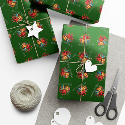 Christmas Gift Wrap Paper — Green Holiday Presents Pattern