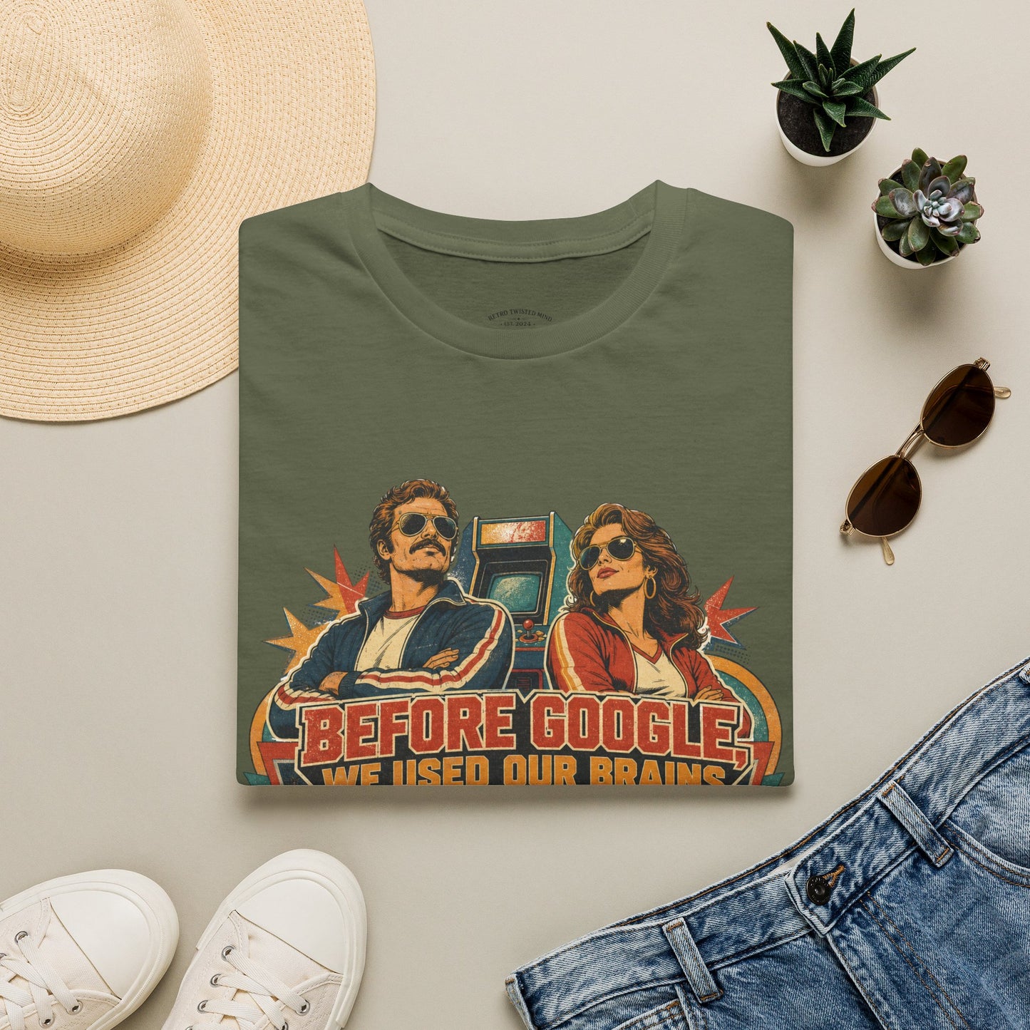 Before Google T-Shirt — Retro Vintage "We Used Our Brains" Graphic Tee