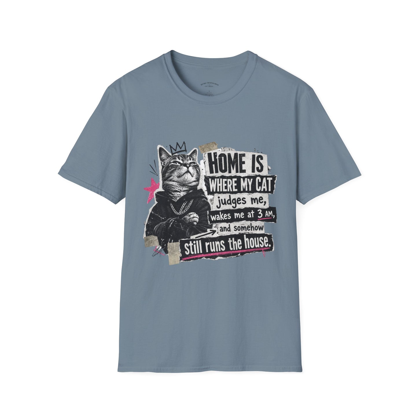 Cat T-Shirt — "Home Is Where My Cat Judges Me" Funny Graphic Tee