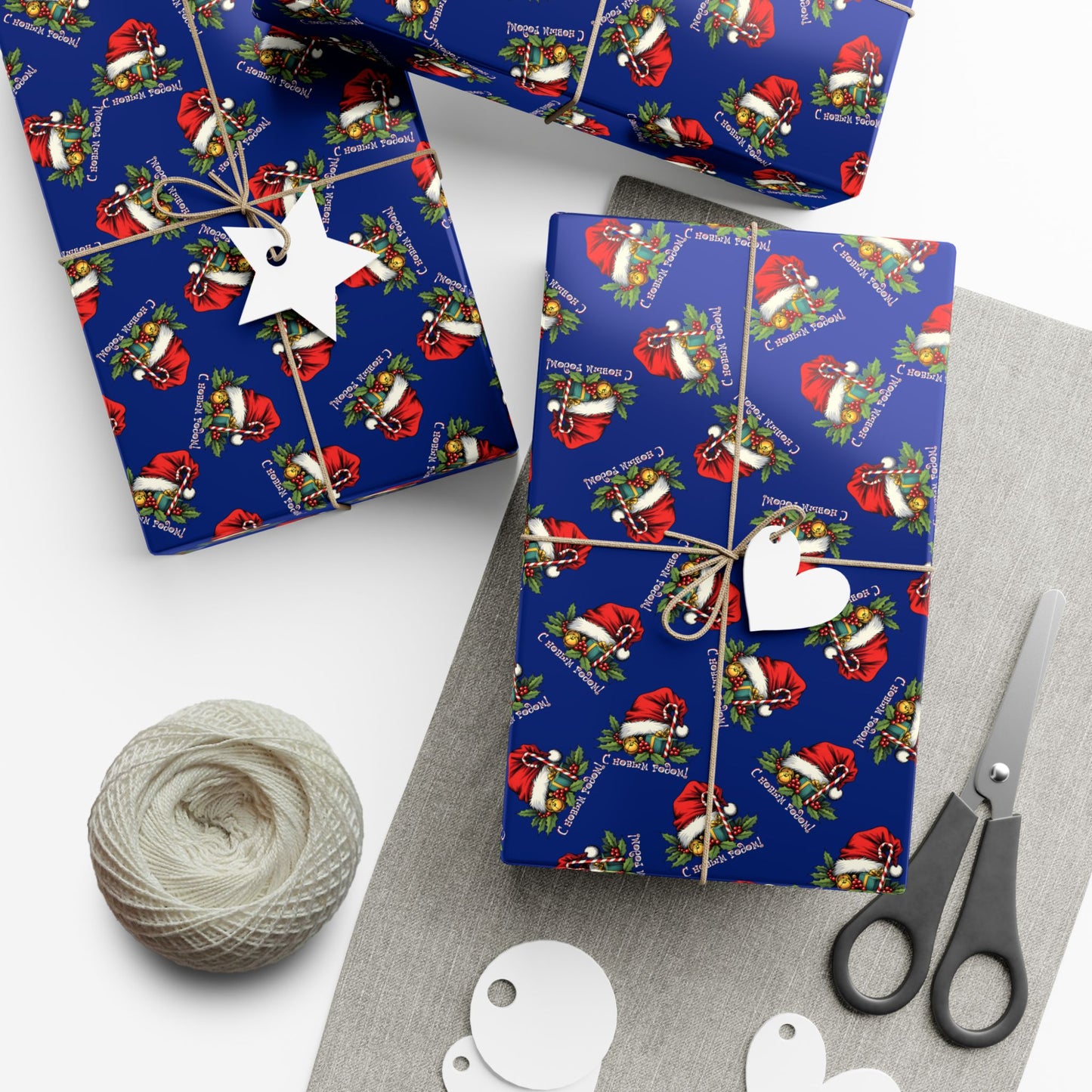 Christmas Gift Wrap Paper — Santa Sleigh & Presents Pattern