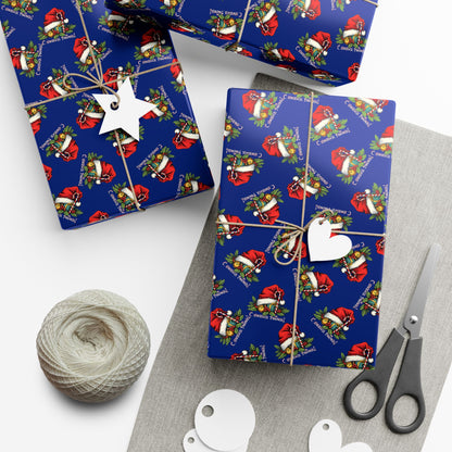 Christmas Gift Wrap Paper — Santa Sleigh & Presents Pattern