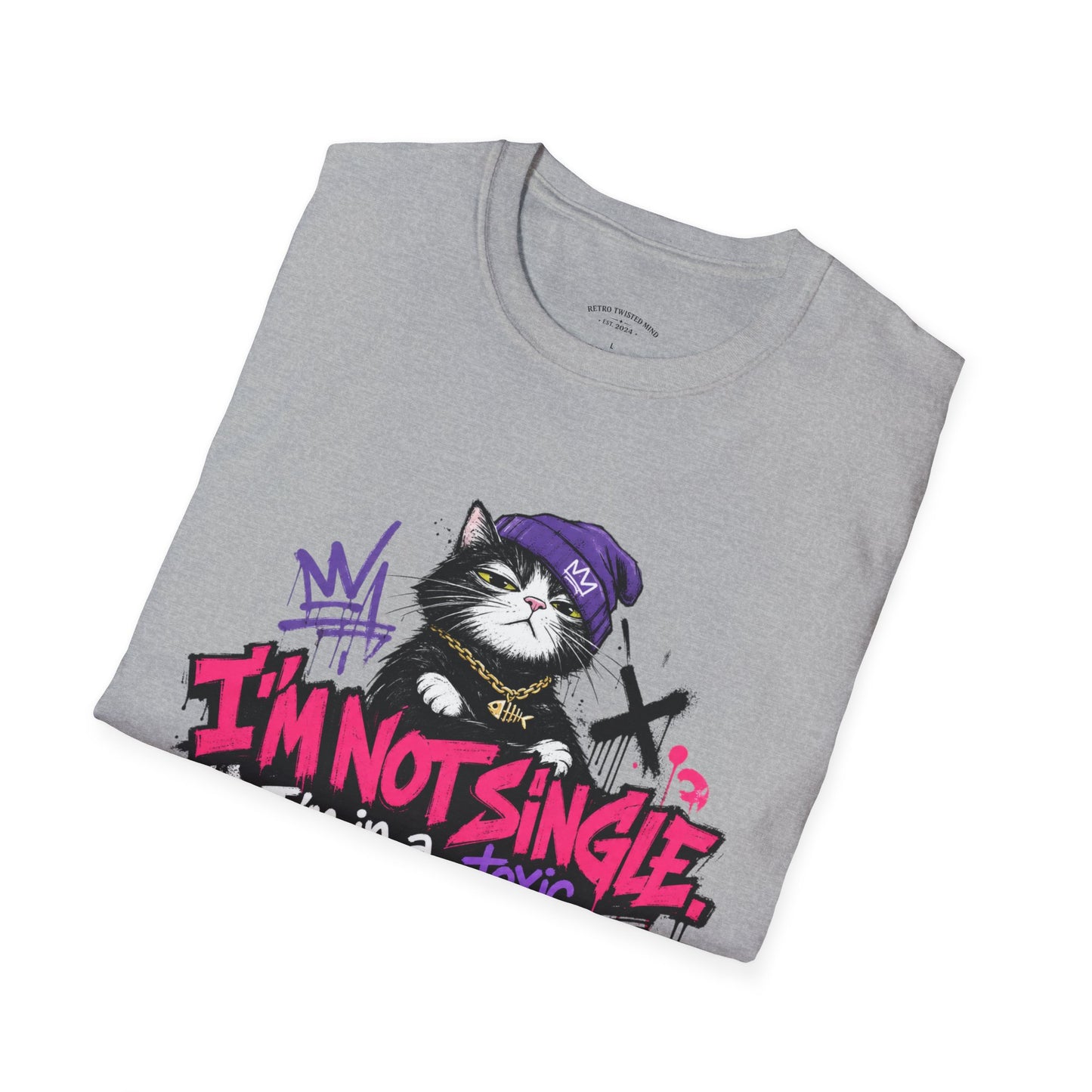 T‑Shirt — “I’m Not Single: I’m in a Toxic Relationship with a Cat” Graphic Tee