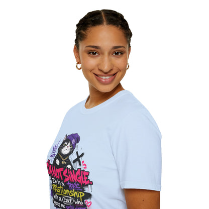 T‑Shirt — “I’m Not Single: I’m in a Toxic Relationship with a Cat” Graphic Tee