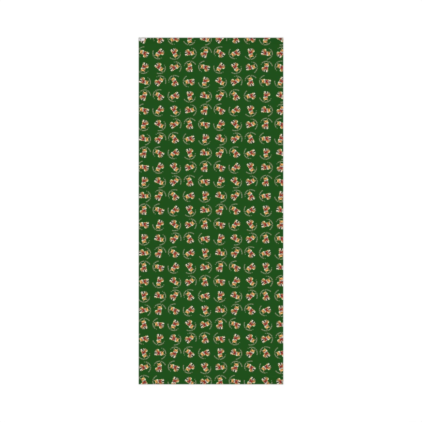 Christmas Corgi Gift Wrap Paper – Green Holiday Wrapping Sheets with Cute Dog Pattern
