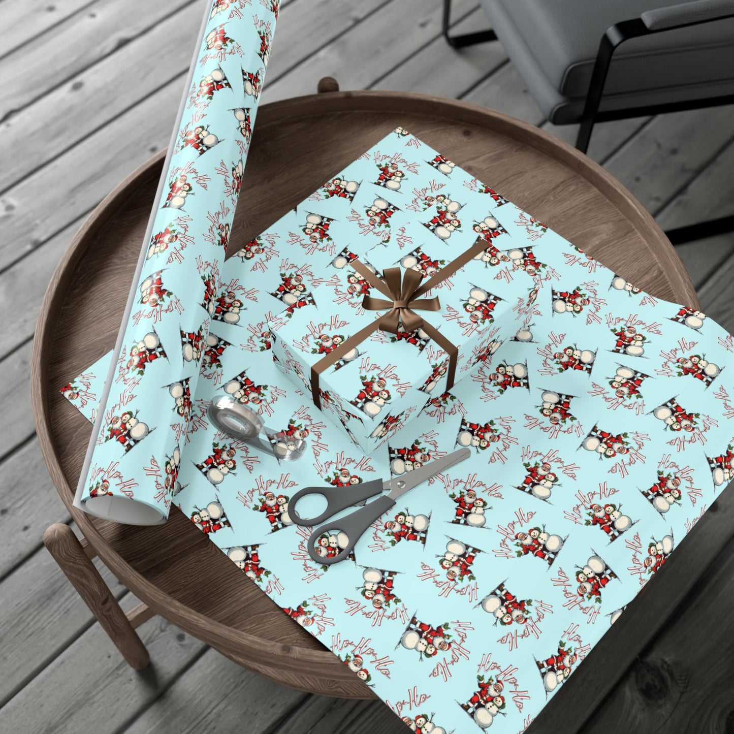 Christmas Snowman Gift Wrap Paper – Light Blue Holiday Wrapping Sheets