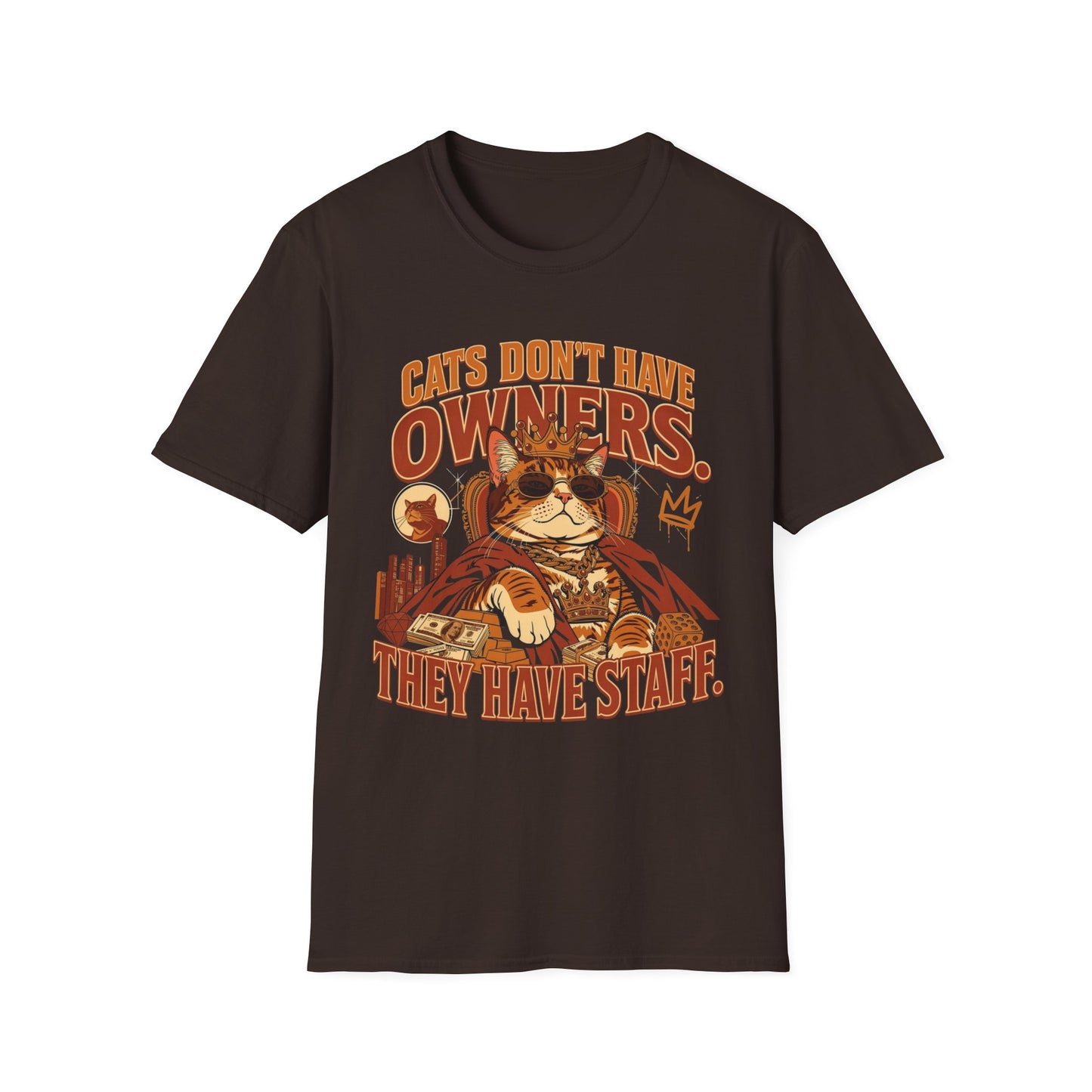 Cat T-Shirt — "Cats Don't Have Owners, They Have Staff" Retro Cat Graphic Tee