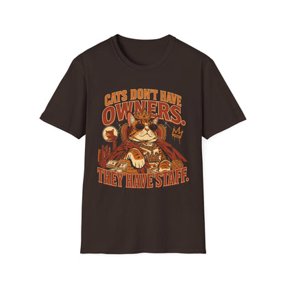 Cat T-Shirt — "Cats Don't Have Owners, They Have Staff" Retro Cat Graphic Tee