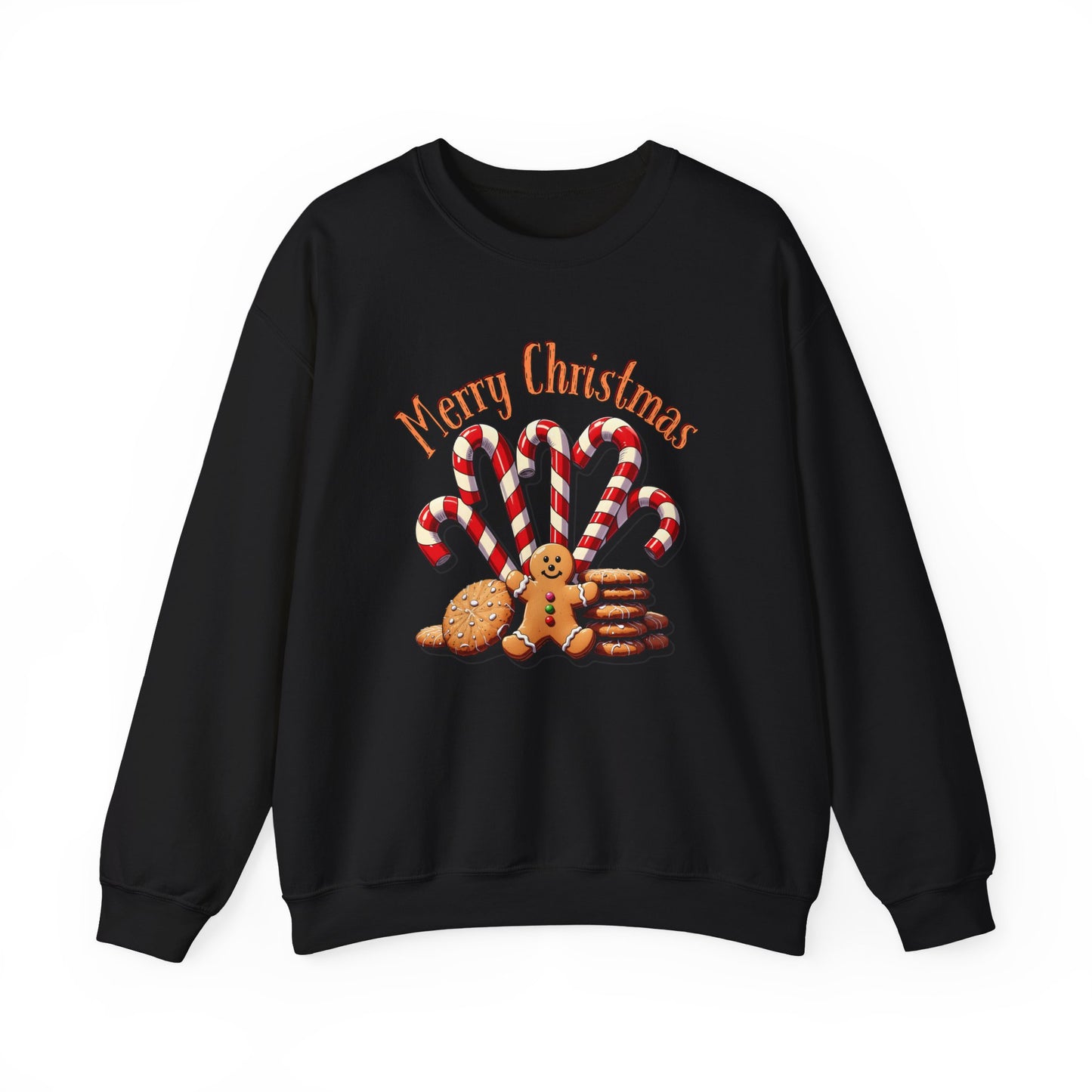 Christmas Candy Canes Crewneck Sweatshirt — "Merry Christmas" Gingerbread Holiday Sweater