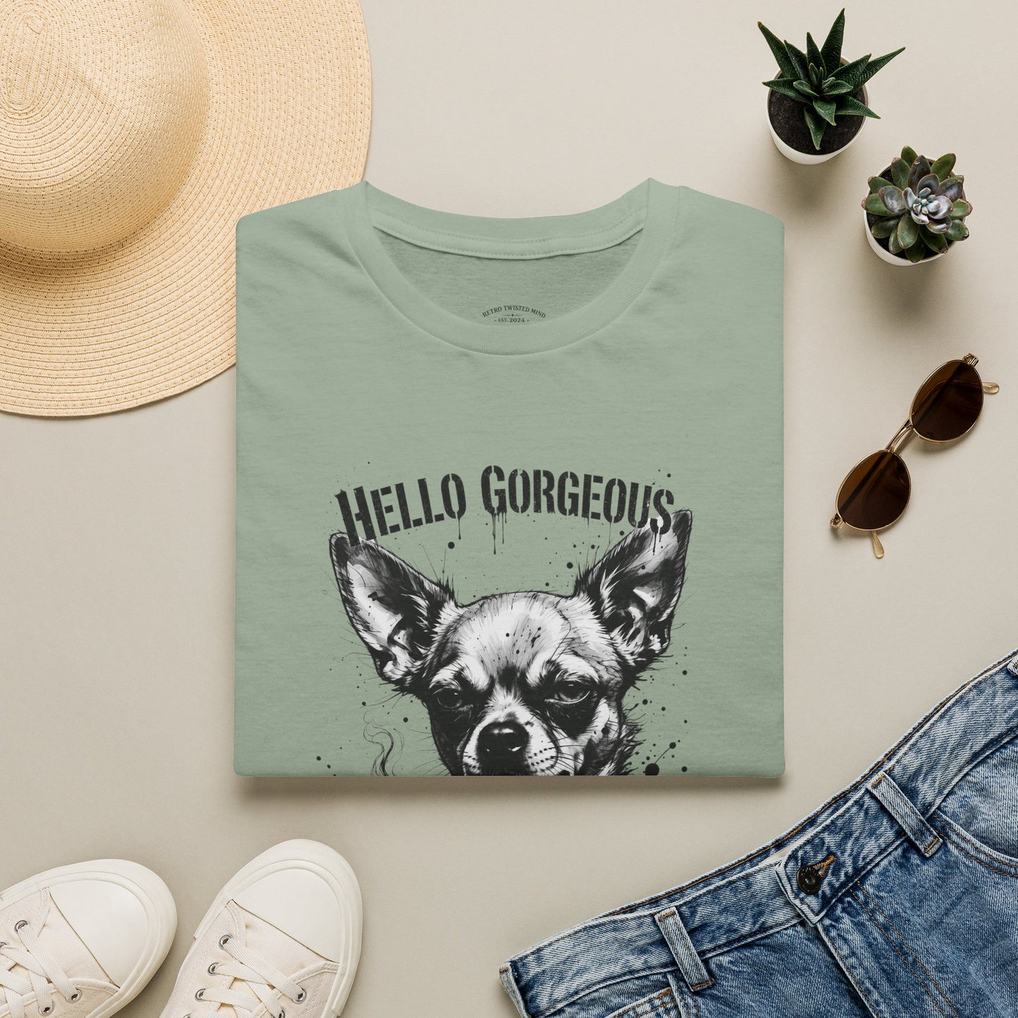 Chihuahua 'Hello Gorgeous' Tee - Cute Dog Graphic T-Shirt