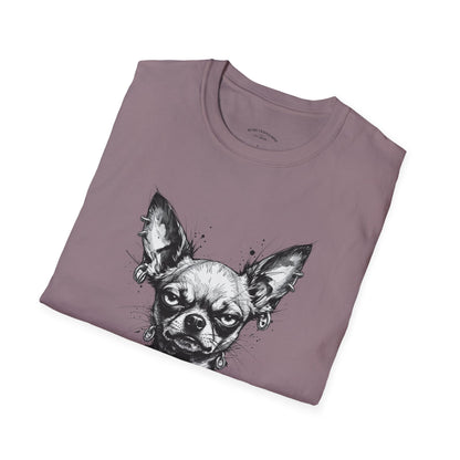 Chihuahua Portrait T‑Shirt — Expressive Black & White Dog Art Tee