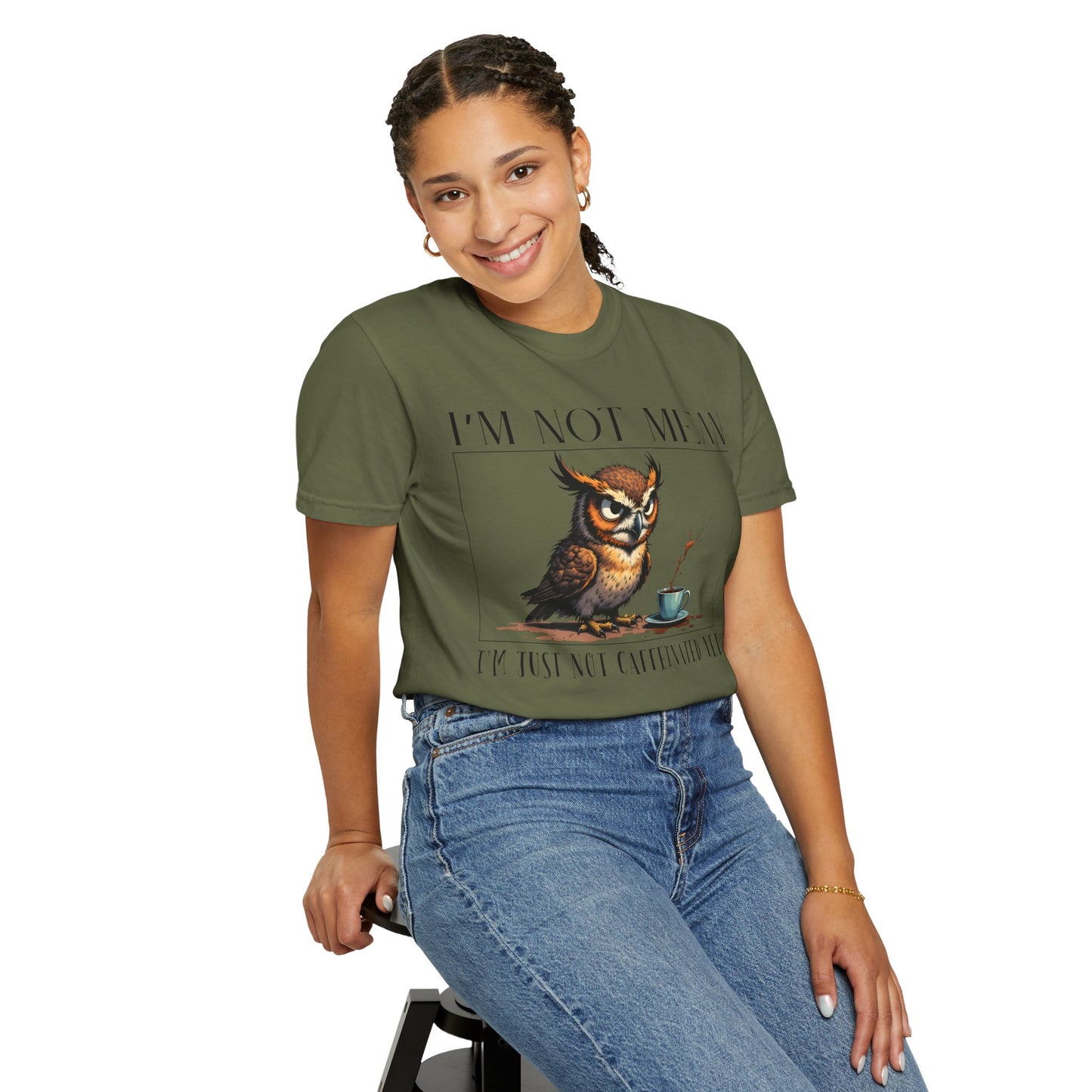 I'm Not Mean Owl T-Shirt — Funny Coffee Owl Tee for Coffee Lovers