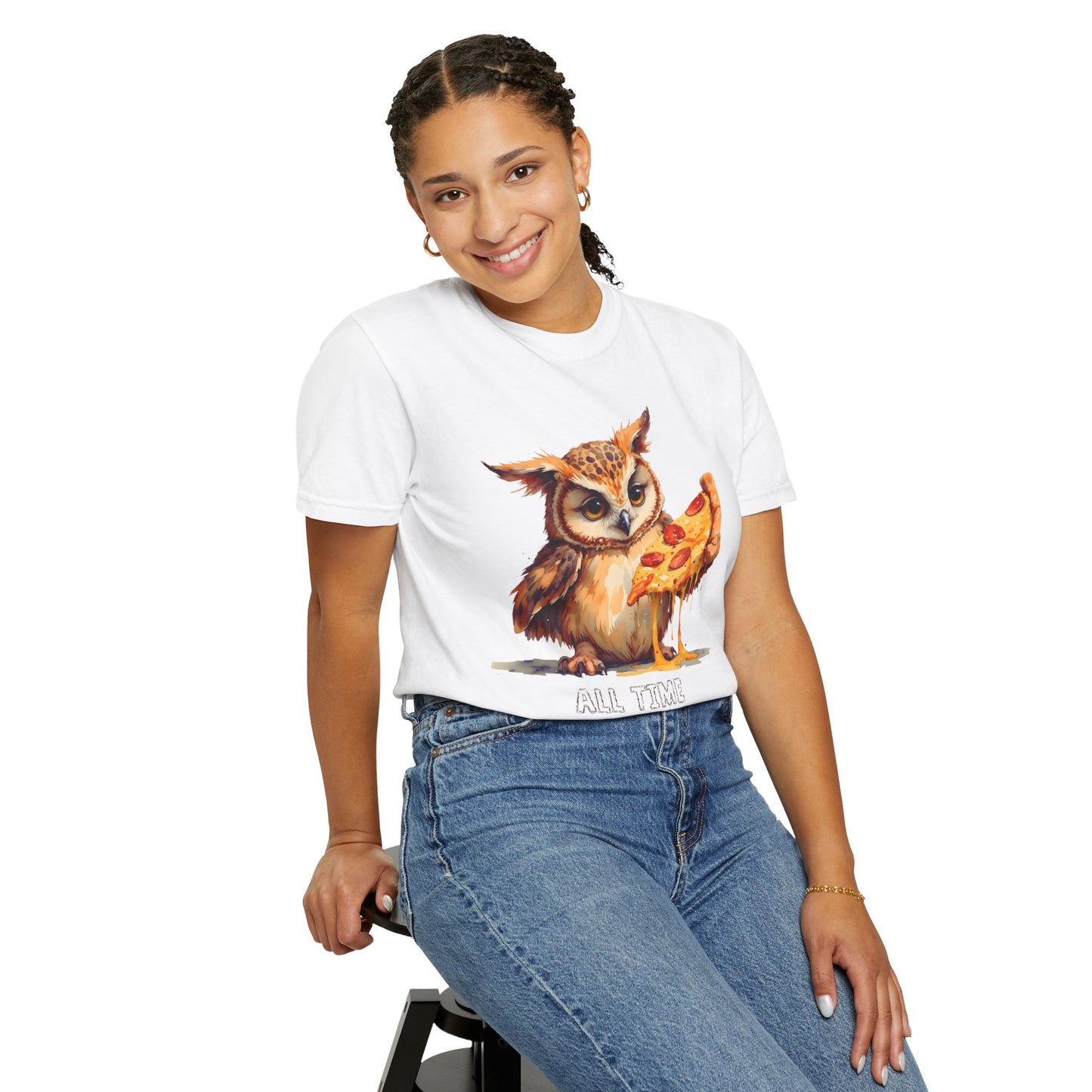 Pizza Time Owl T-Shirt — Cute Owl Eating Pizza Graphic Tee