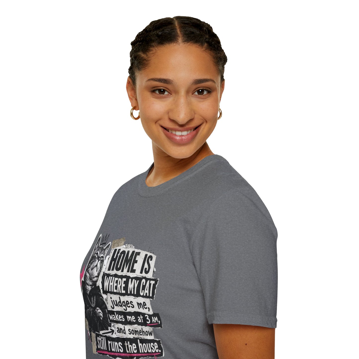 Cat T-Shirt — "Home Is Where My Cat Judges Me" Funny Graphic Tee