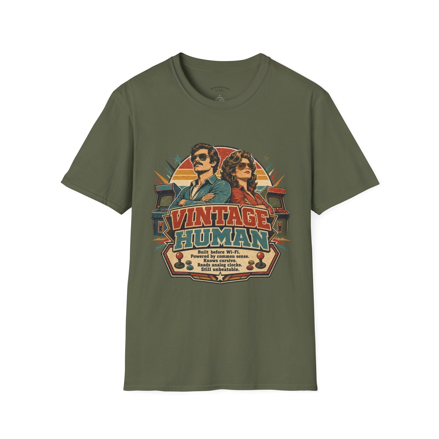 Vintage Human T-Shirt — Retro 70s Duo Graphic Tee