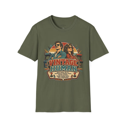 Vintage Human T-Shirt — Retro 70s Duo Graphic Tee