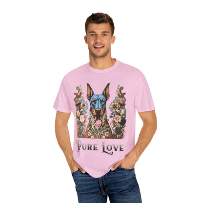 Pure Love Dog Art Unisex T-Shirt - Vibrant Floral Design