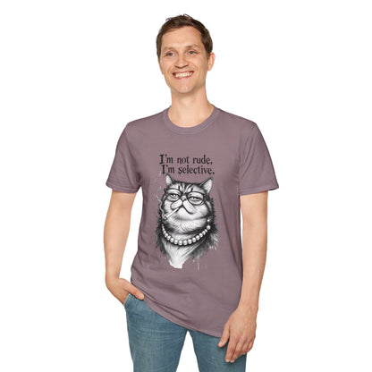 Cat Graphic T‑Shirt — "I'm Not Rude, I'm Selective" Funny Cat Tee